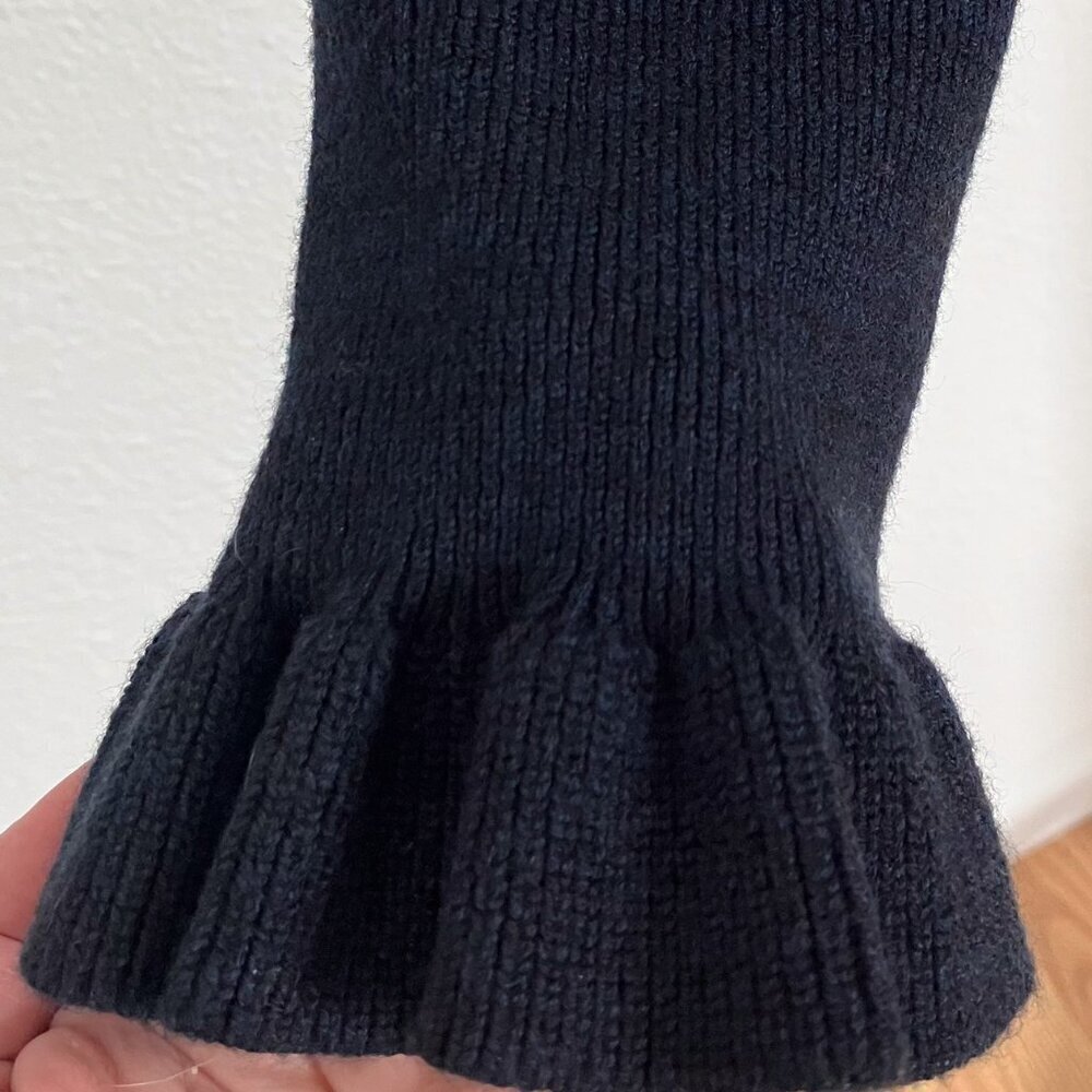 NWT White House Black Market Off the Shoulder Ruffle Navy blue Black sweater - Picture 6 of 12